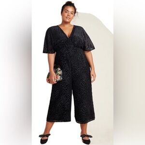 Anthropologie Burnout velvet jumpsuit